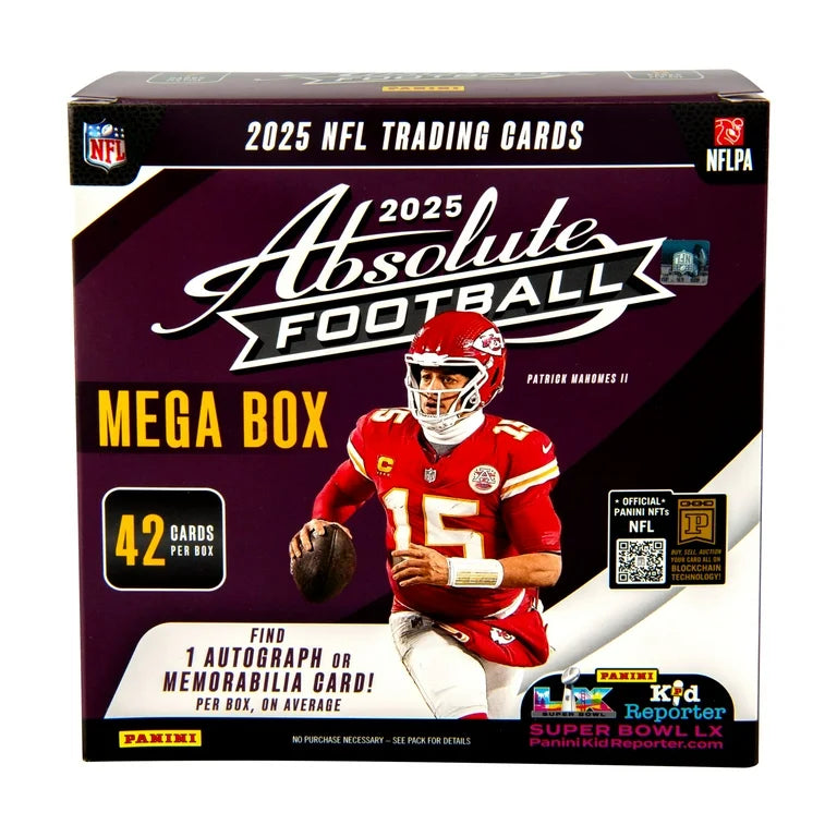 2025 Panini Absolute Football Mega Box - 6 Packs per Box, 7 Cards per Pack - Possible Kabooms