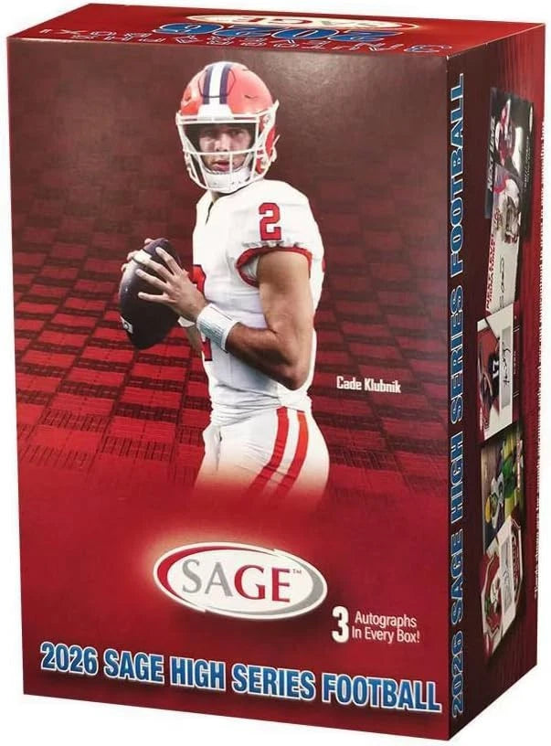 2026 Sage High Series Football Blaster Box - 5 Packs per Box, 12 Cards Per Pack, 1 Auto Per Pack