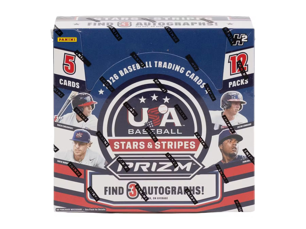 2026 Prizm USA Stars & Stripes Baseball Hobby Hybrid H2 - 12 Packs per Box, 5 Cards per Pack, 3 Autos GTS