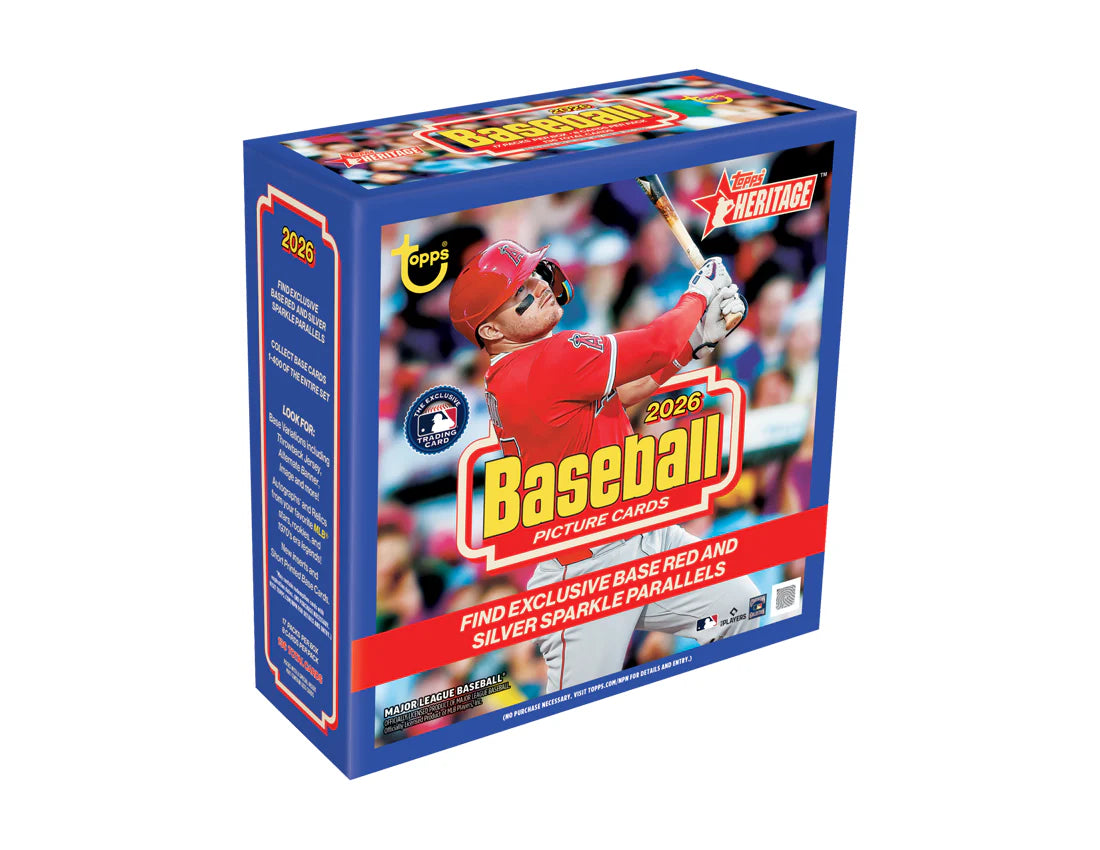 2026 Topps Heritage Baseball Mega Box - 17 Packs per Box, 8 Cards per Pack, Red & Silver Sparkle Parallels TD