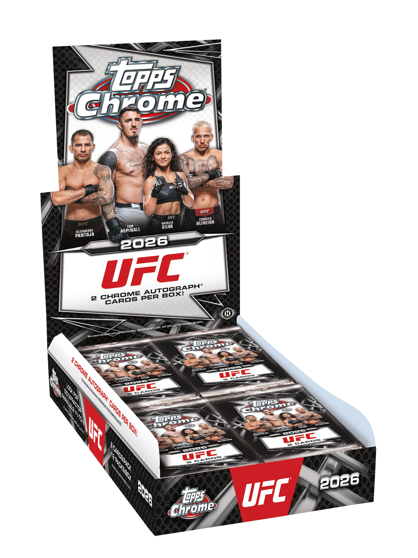 2026 Topps Chrome UFC Hobby Box - 12 Packs per Box, 8 Cards per Pack, 2 Autos