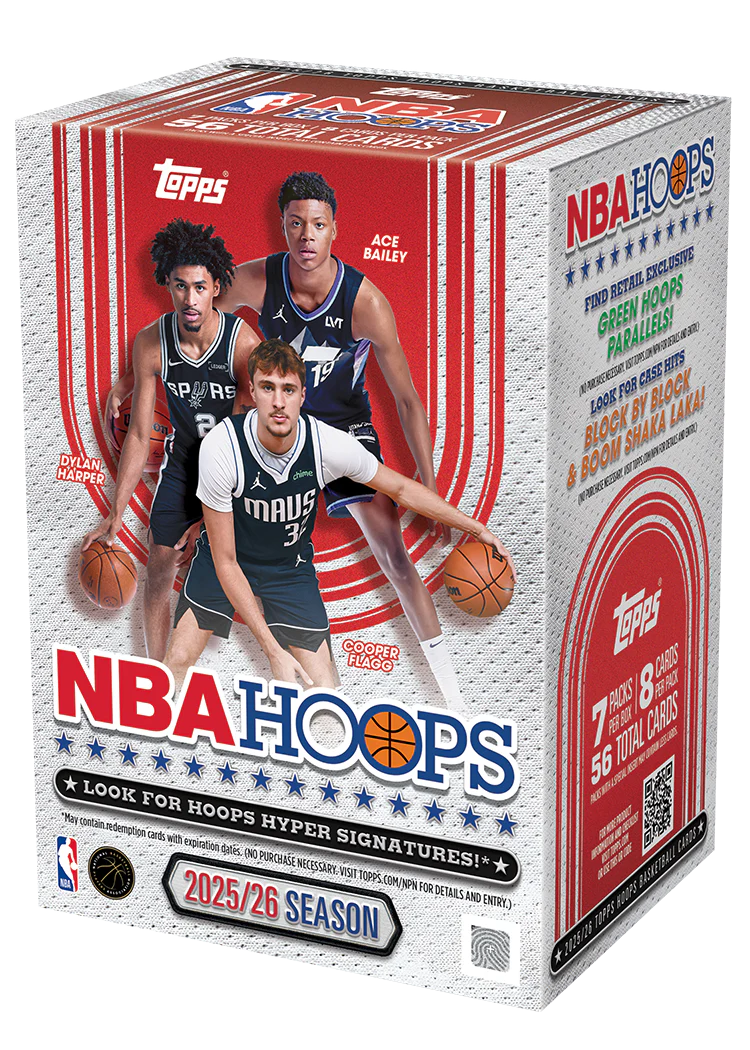 2025-26 Topps NBA Hoops Basketball Blaster Box - 7 Packs per Box, 8 Cards per Pack