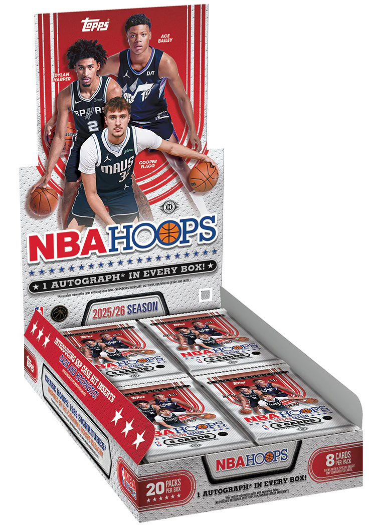 2025-26 Topps NBA Hoops Basketball Hobby Box - 20 Packs per Box, 8 Cards per Pack, 1 Auto per Box