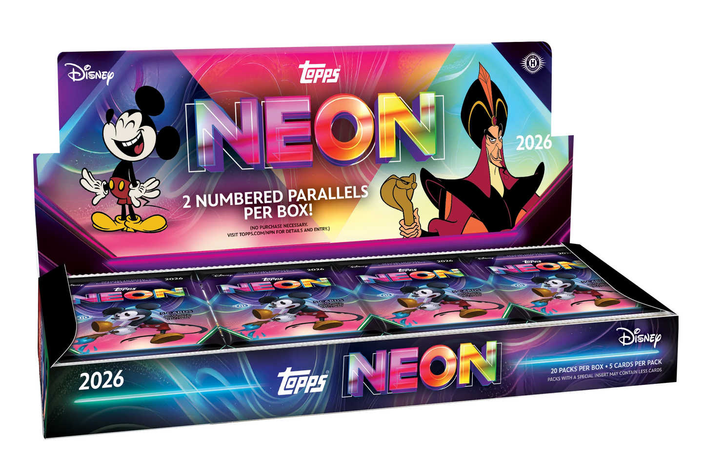 2026 Topps Disney Neon Hobby Box - 20 Packs per Box, 5 Cards per Pack