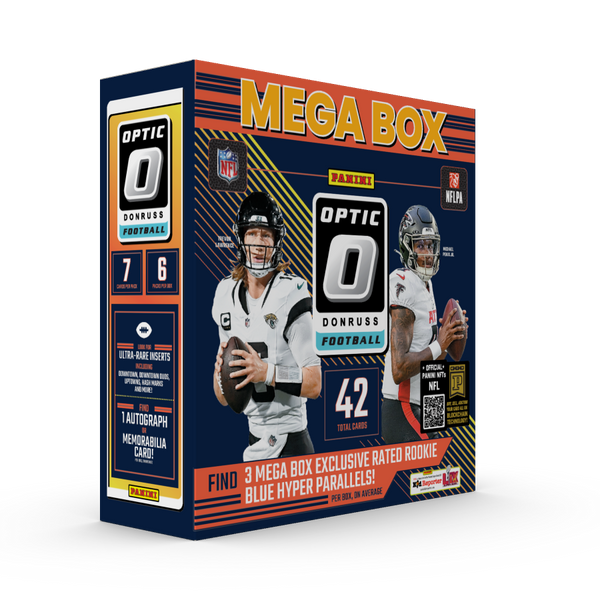 2024 Panini Donruss Optic Football Mega Box - Blue Hyper Parallels - 6 Packs per Box, 7 Cards Per Pack