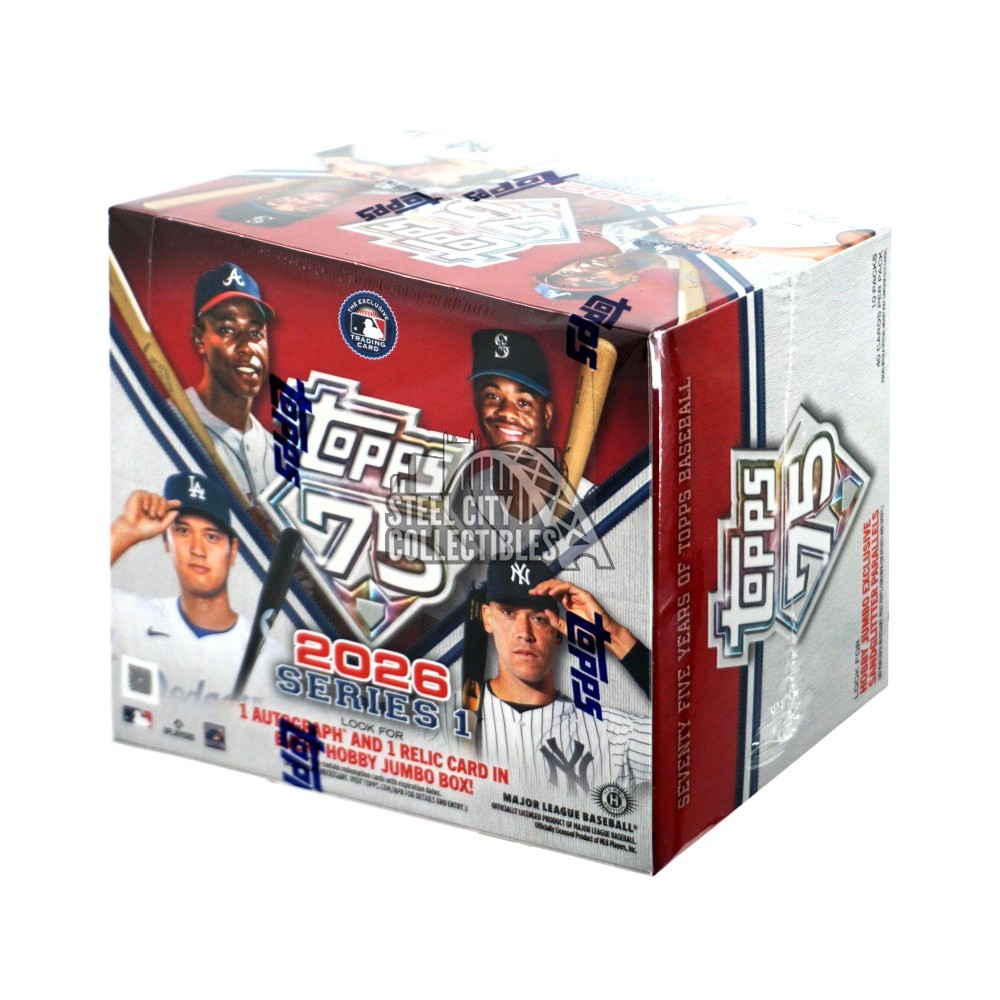 2026 Topps Series 1 Baseball Jumbo Box - 10 Packs per Pack, 40 Cards Per Pack, 1 Auto & 1 Relic TD