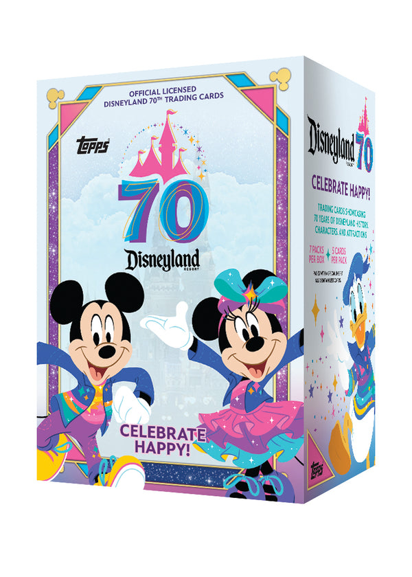 2025 Topps Disneyland 70th Anniversary Blaster Box - 7 Packs Per Box, 5 Cards Per Pack