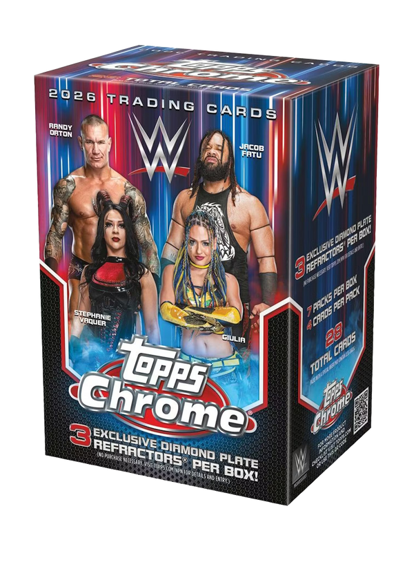 2026 Topps Chrome WWE Blaster Box - 7 Packs per Box, 4 Cards per Pack