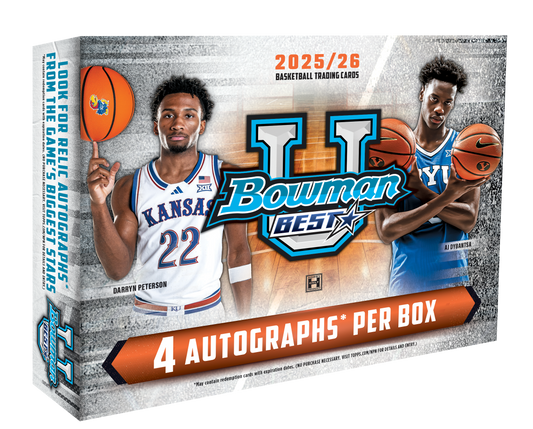 2025-26 Bowman U Best Basketball Hobby Box - 4 Packs per Box, 10 Cards per Pack, 1 Auto Relic & 3 Autos per Box, 4 Total