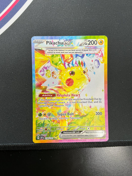Pikachu ex Surging sparks 238/191 lightly played ISO JD
