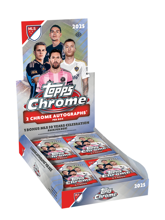 2025 Topps Chrome MLS Soccer Hobby Box - 21 Packs per Box, 4 Cards Per Pack, 2 Autos per Box TD