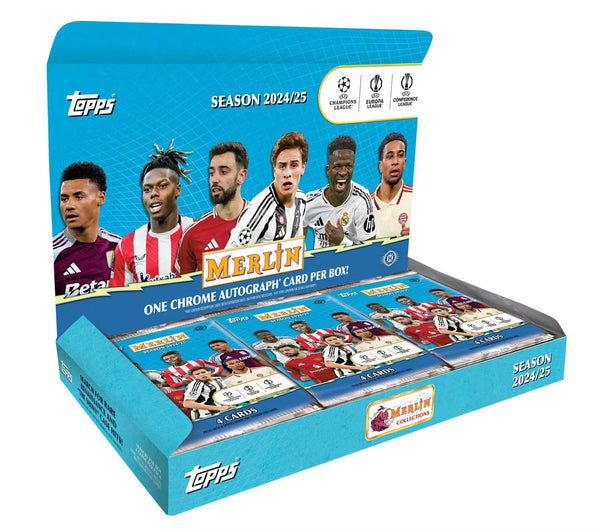 2024-25 Topps Merlin Chrome Hobby Box - 18 Packs per Box. 4 Cards Per Pack, 1 Auto per Box TD