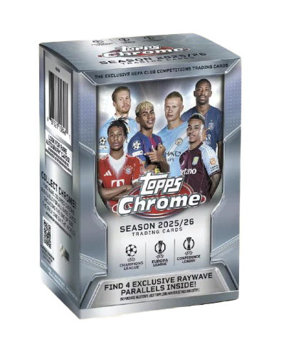 2025-26 Topps Chrome UEFA Champions League Blaster Box - 7 Packs per Box, 4 Cards per Pack