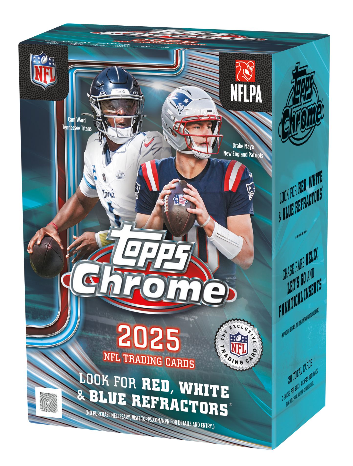 2025 Topps Chrome NFL Blaster Box - 7 Packs per Box, 4 Cards per Pack