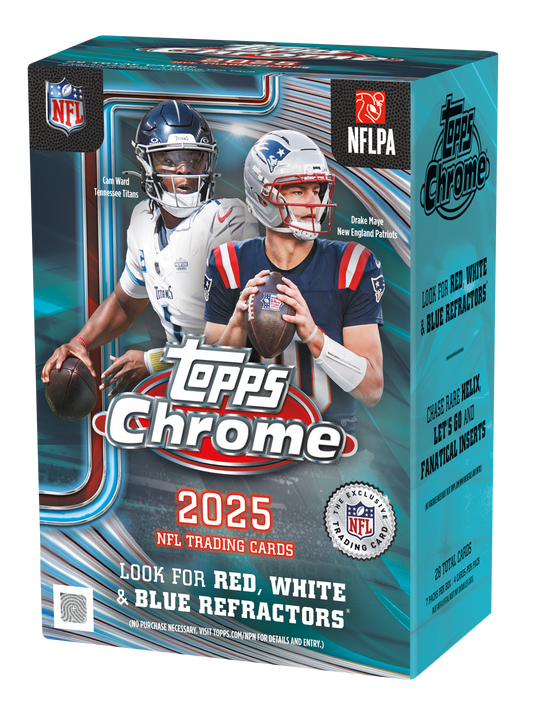2025 Topps Chrome NFL Blaster Box - 7 Packs per Box, 4 Cards per Pack