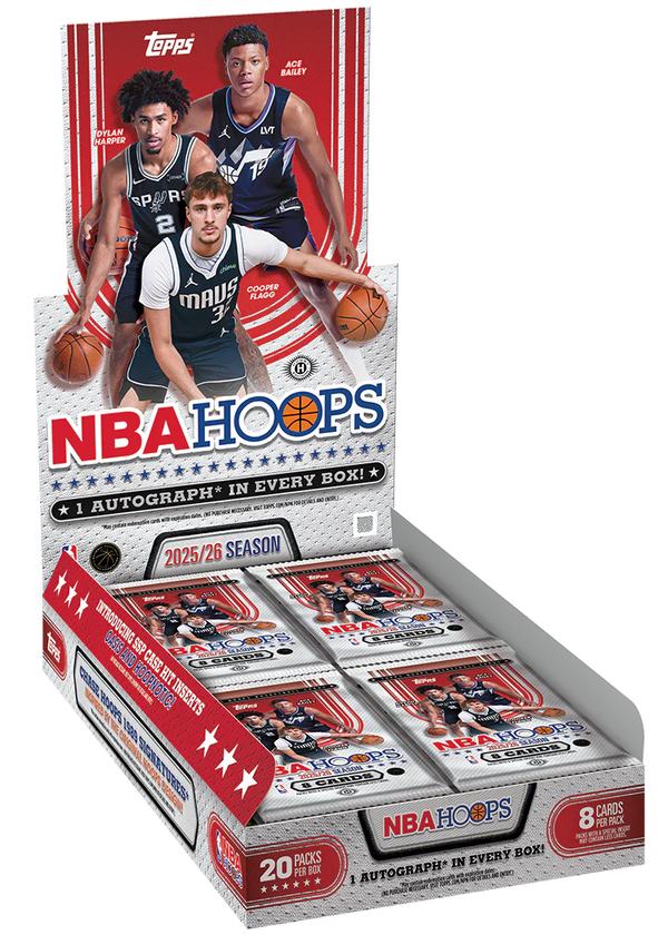 2025-26 Topps Hoops Basketball Hobby Box - 20 Packs per Box, 8 Cards per Pack, 1 Auto per Box